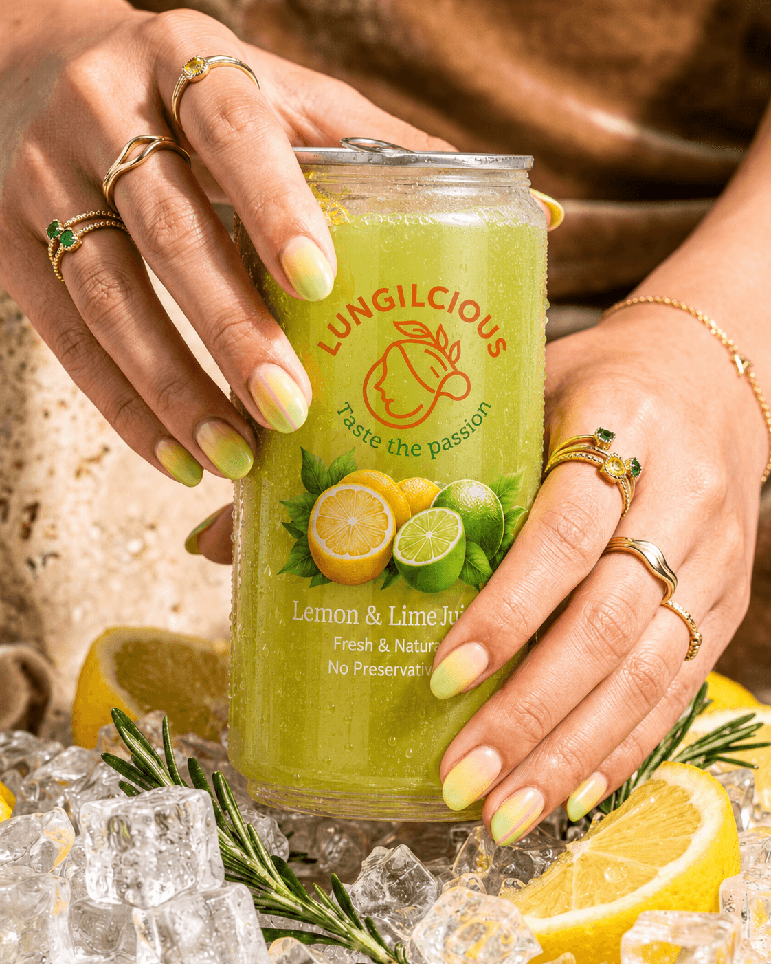 Lungilicious plant-based juice product and African-inspired art direction