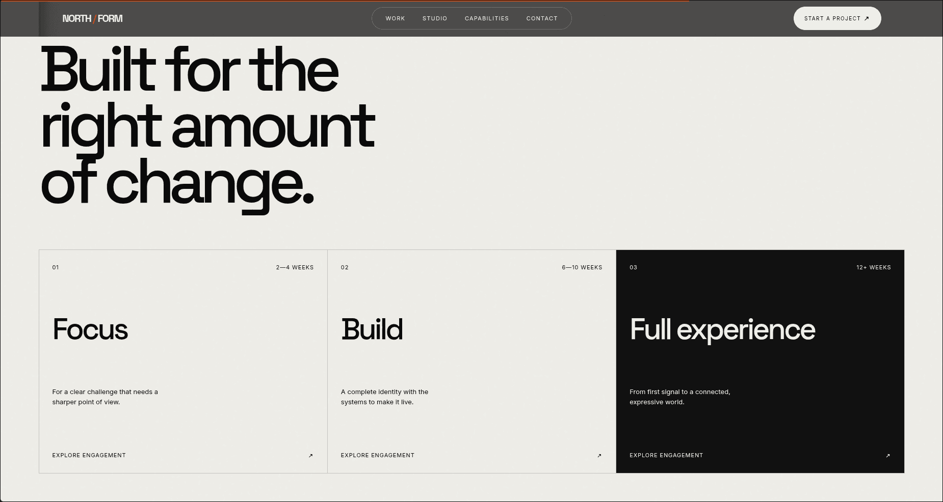NORTH/FORM engagement options section