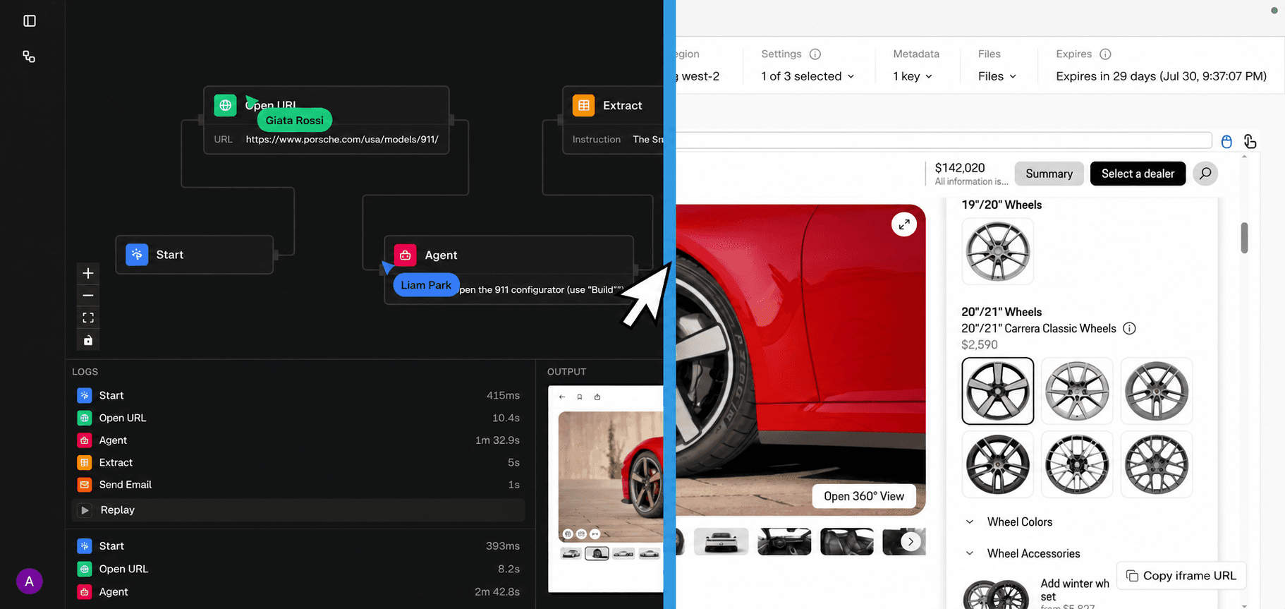 Rally workflow running in the interface