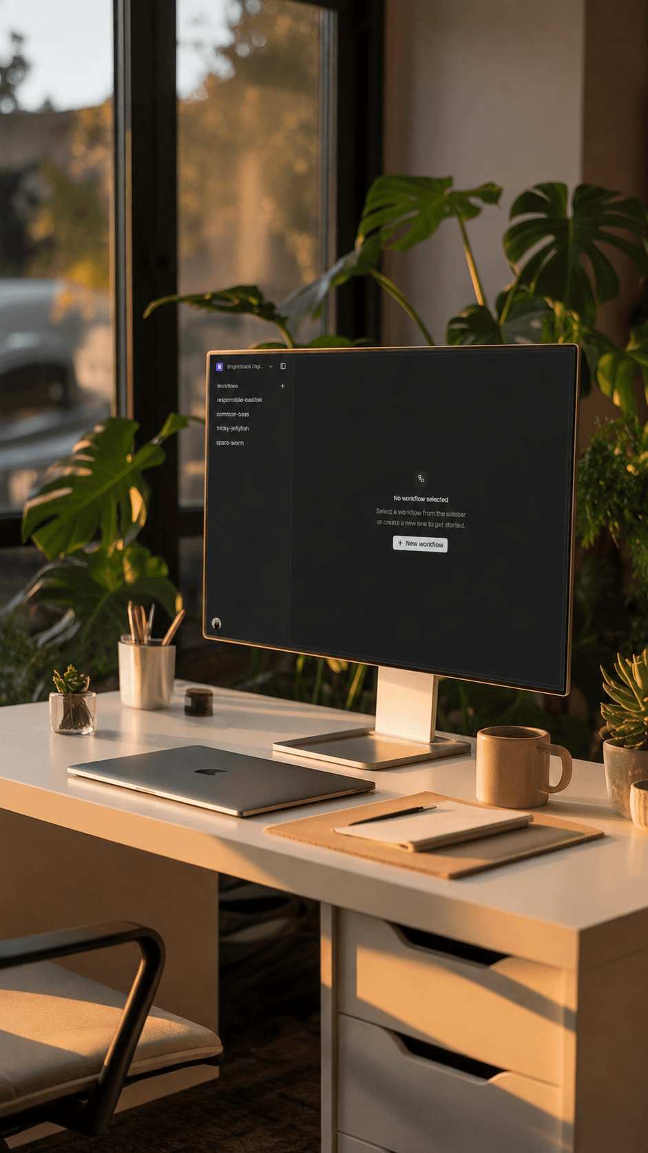 Rally workflow builder interface with no workflow selected