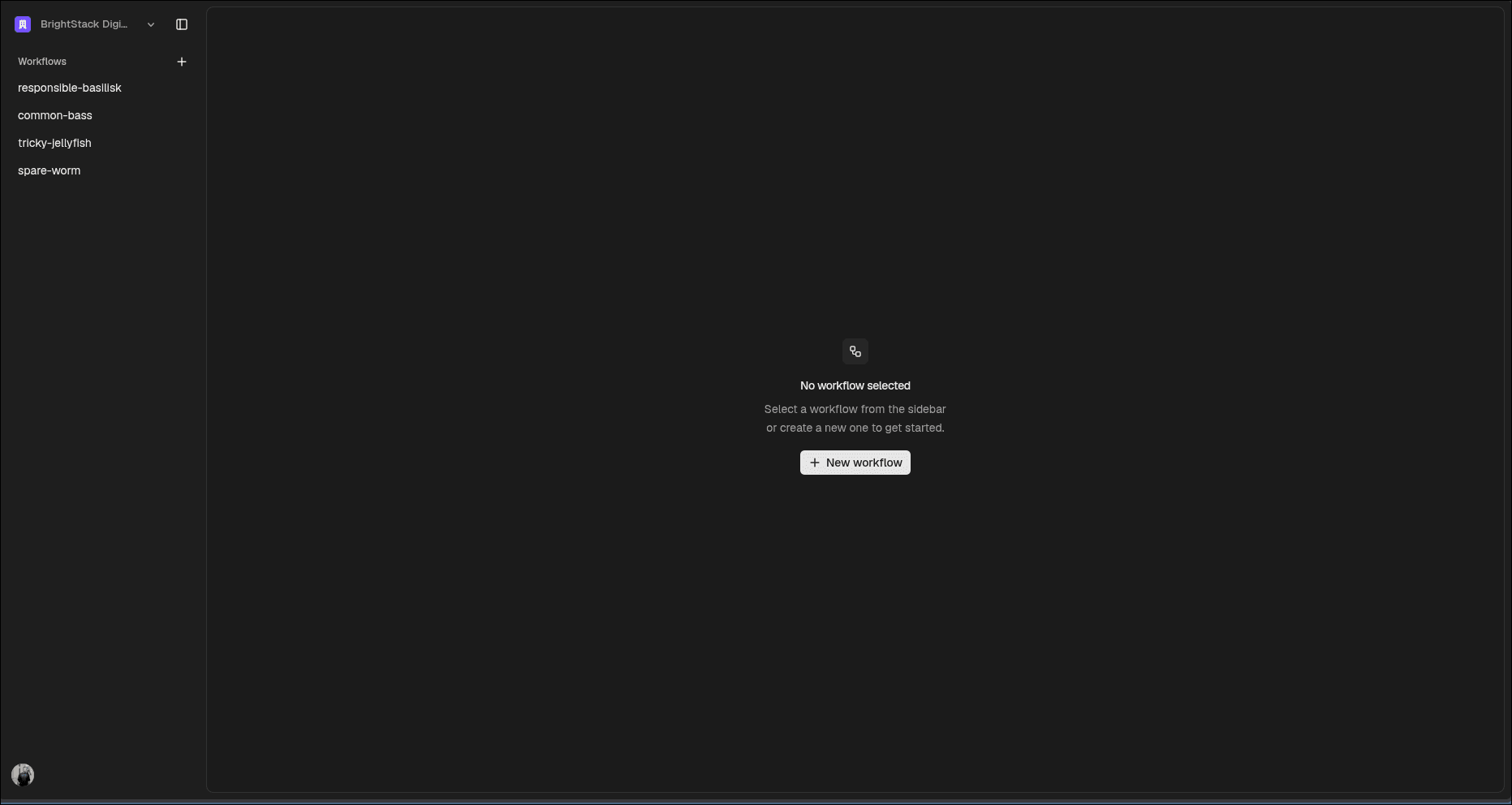 Rally workflow builder interface with no workflow selected